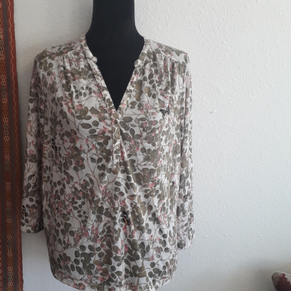 H & M Floral Butterfly Shirt